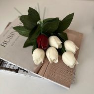 گیفت شمع گل لاله با ساقه و برگ - تصویر 6