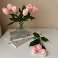 گیفت شمع گل لاله با ساقه و برگ - فروشگاه شمع دست ساز آرمیس